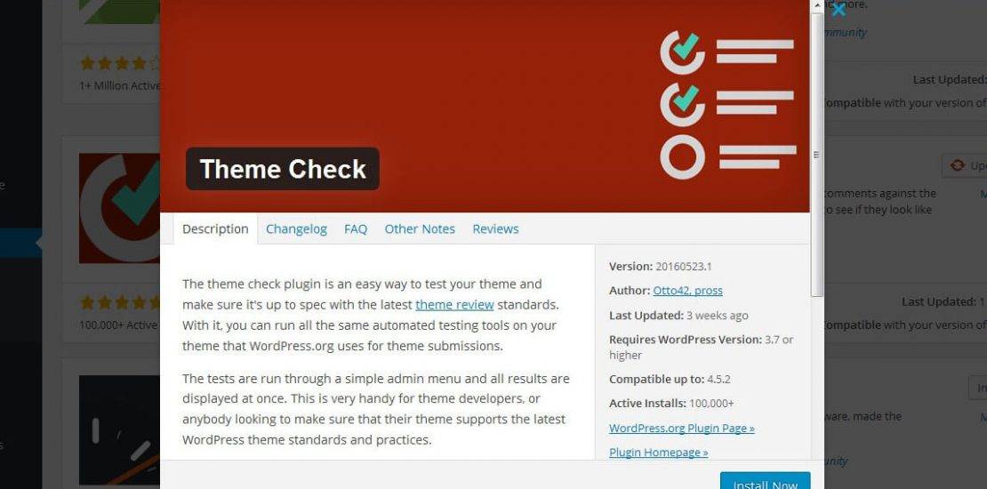 Theme check wordpress plugin.