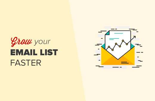 An envelope with the words grow your email list faster.