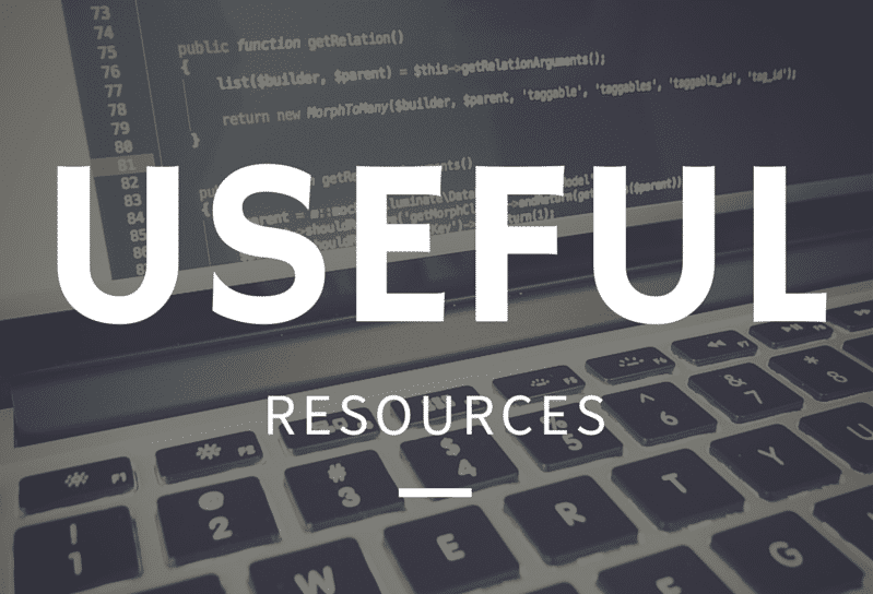 A laptop with useful resources for web developers.