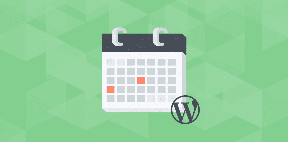 A calendar on a green background with the word wordpress.